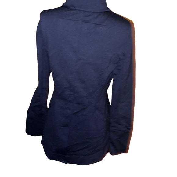 New White House black market navy button front knit lounge jacket size 4 stretch - Picture 4 of 6